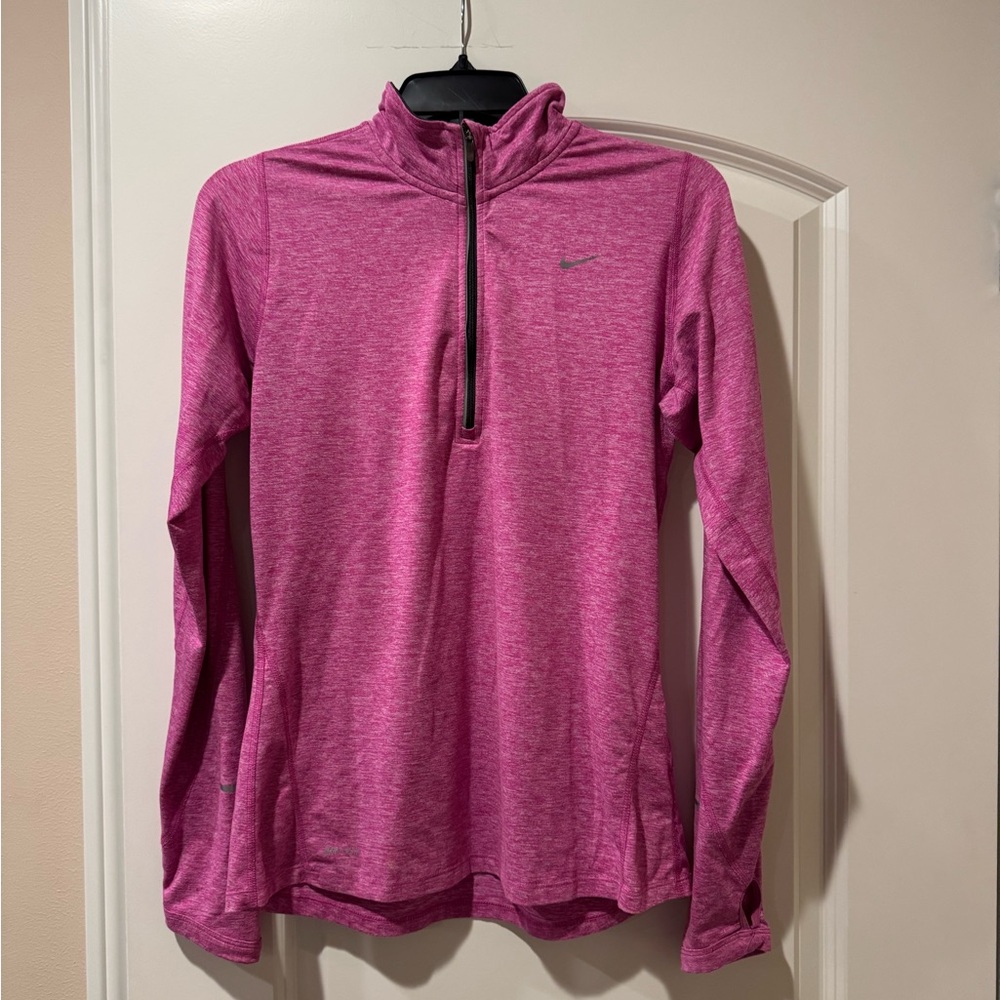 Nike Women's pink Heather Dri-fit Long Sleeve 1/4 zip.